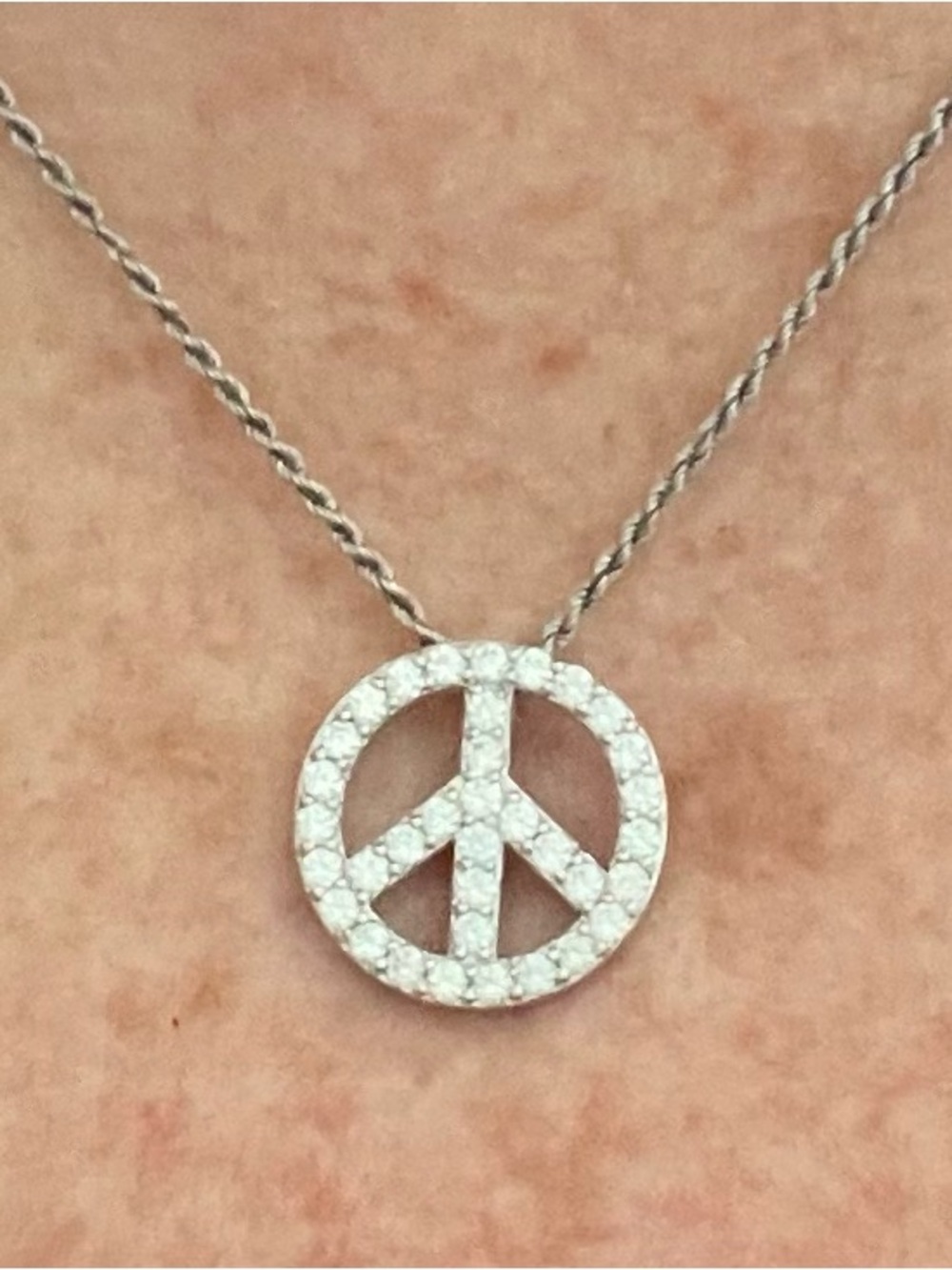 ⚜️CZ Peace Sign Pendant SS (925)
